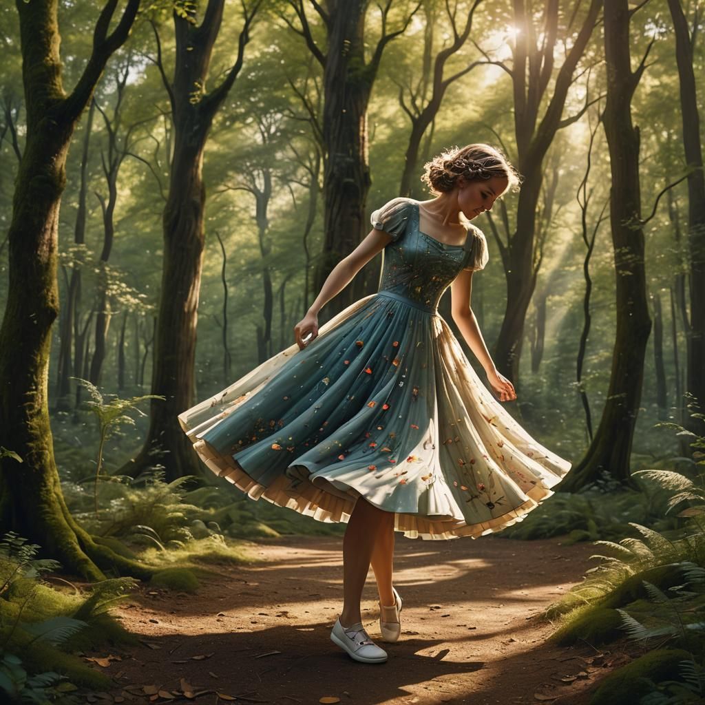 Invisible Girl Dancing in Forest: Matte Painting