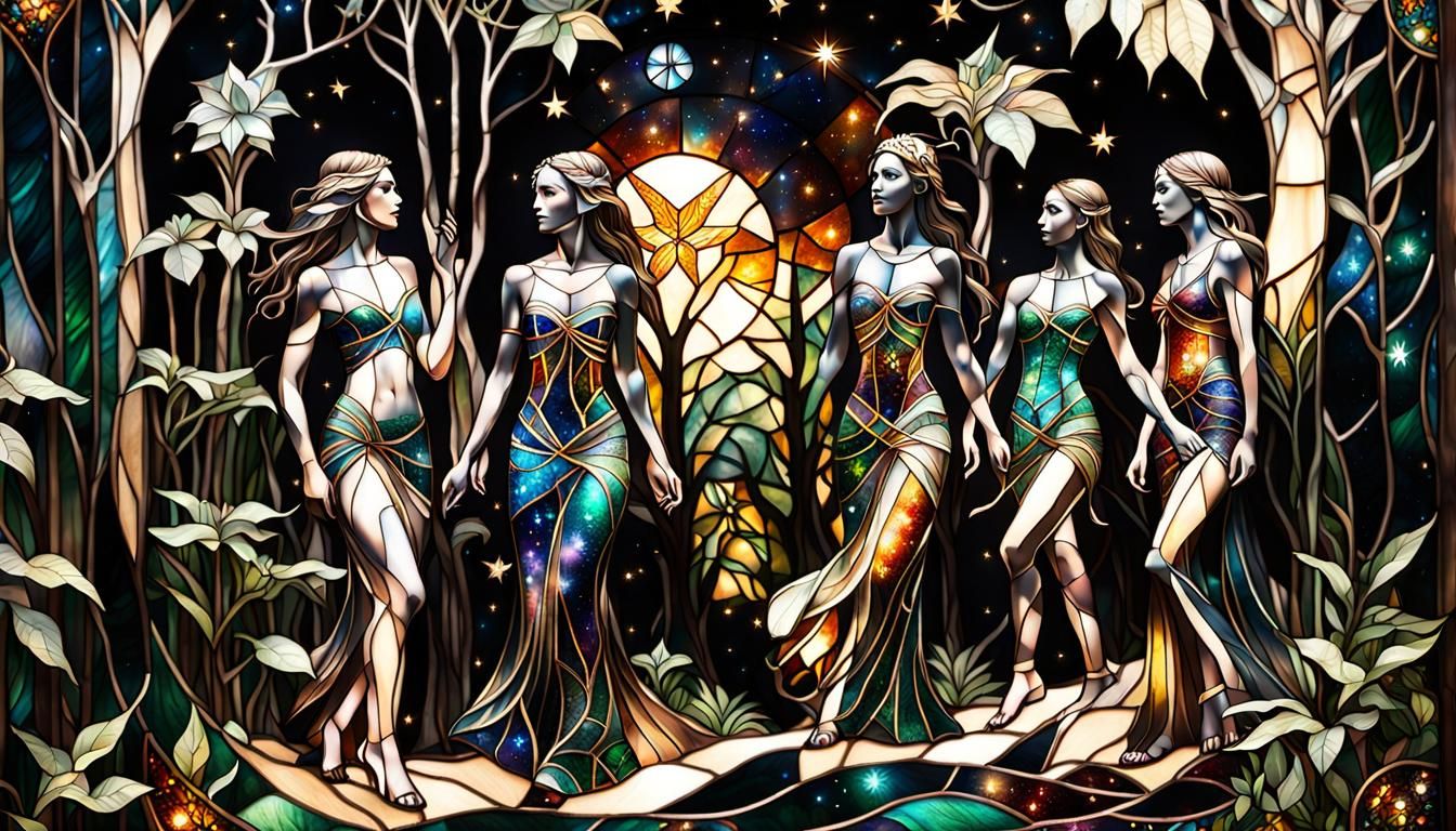 Tiffany Stained Glass: Spiritual Women in Cosmic Jungle