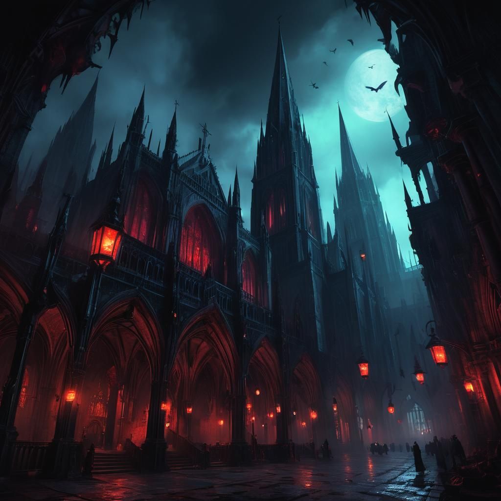 Dark Fantasy Metropolis with Demon Markets and Sanctuaries