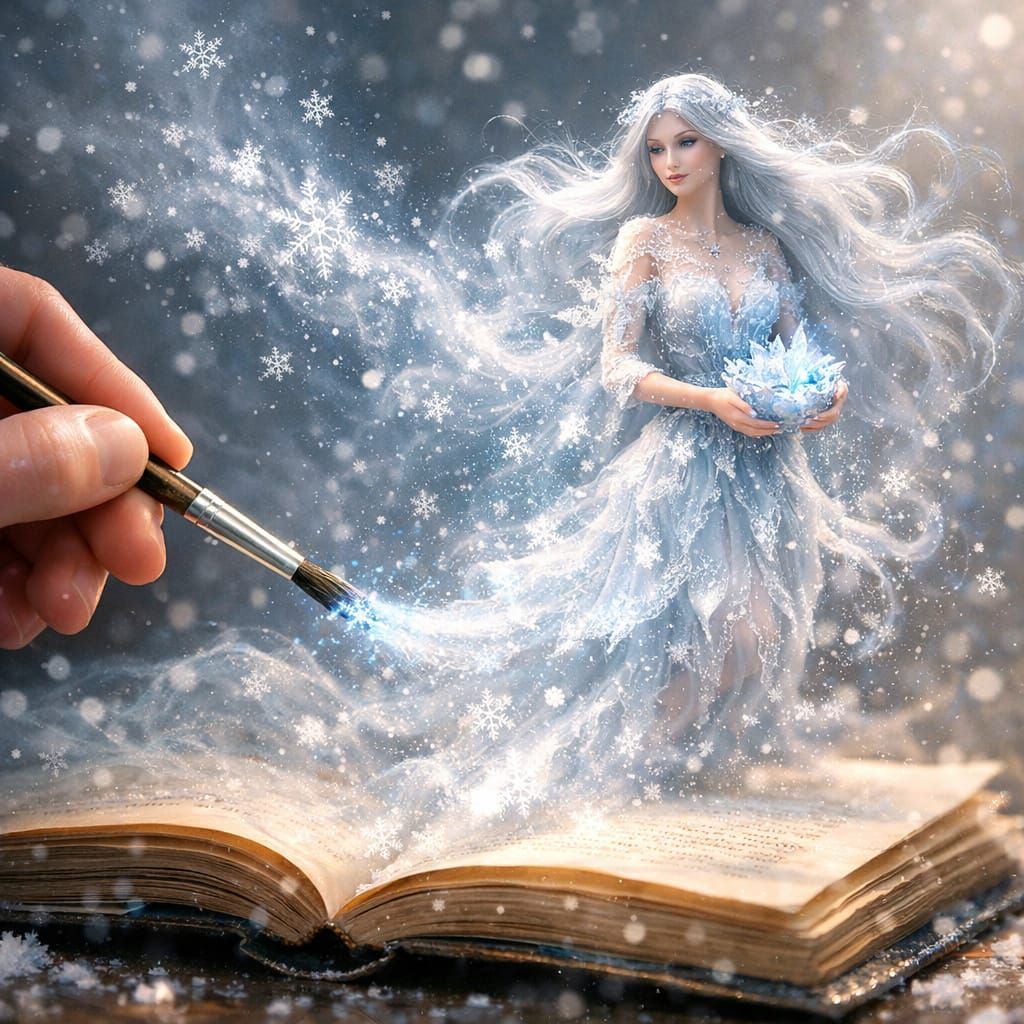 Winter Spirit Born From Imagination in Macro Fantasy
