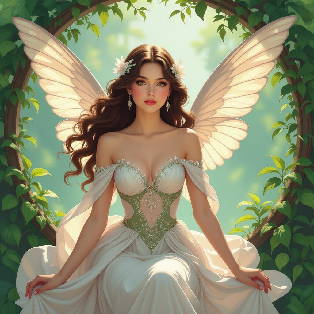 Elegant Fairy in Art Nouveau Style