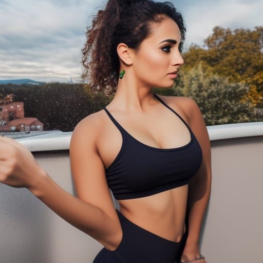 Attractive Latina Woman in Sportswear, Professional Photo