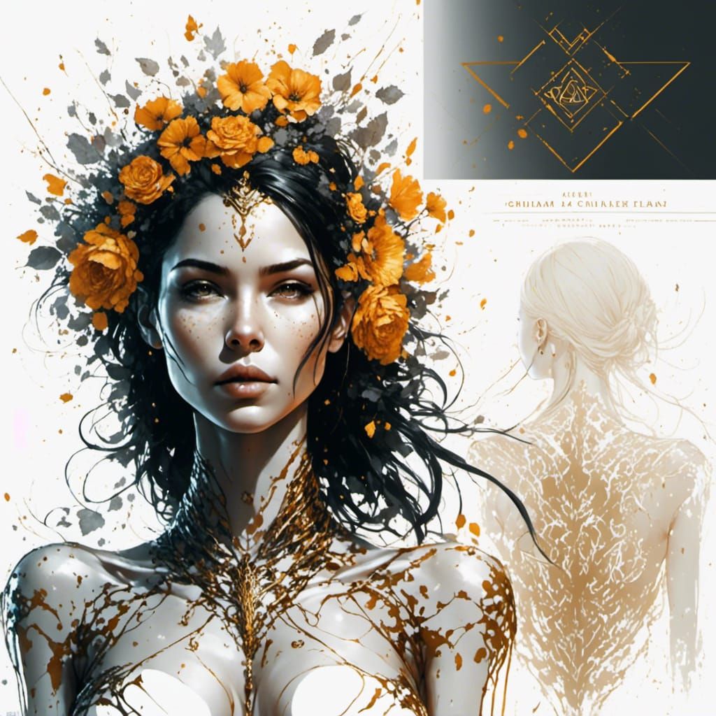 Floral Tattooed Woman: Technical Concept Art