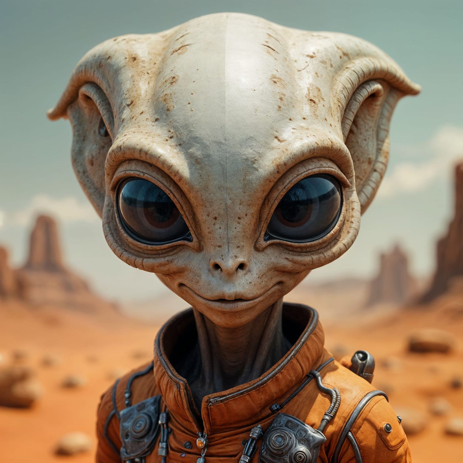 Realistic Portrait of a Martian Alien in a Distant Red Lands...