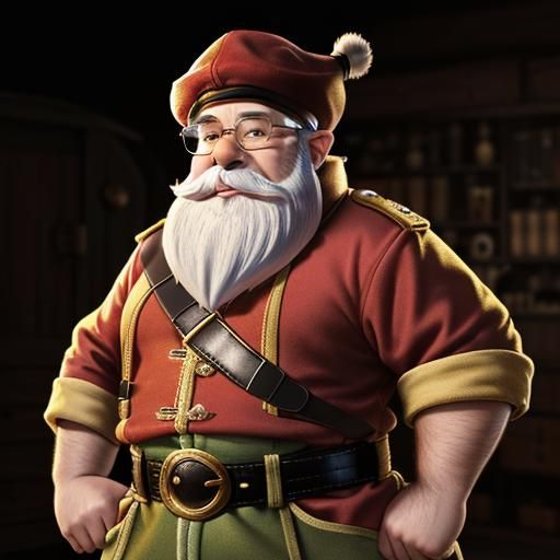 Doc Dwarf Portrait with Red Coat and Yellow Hat