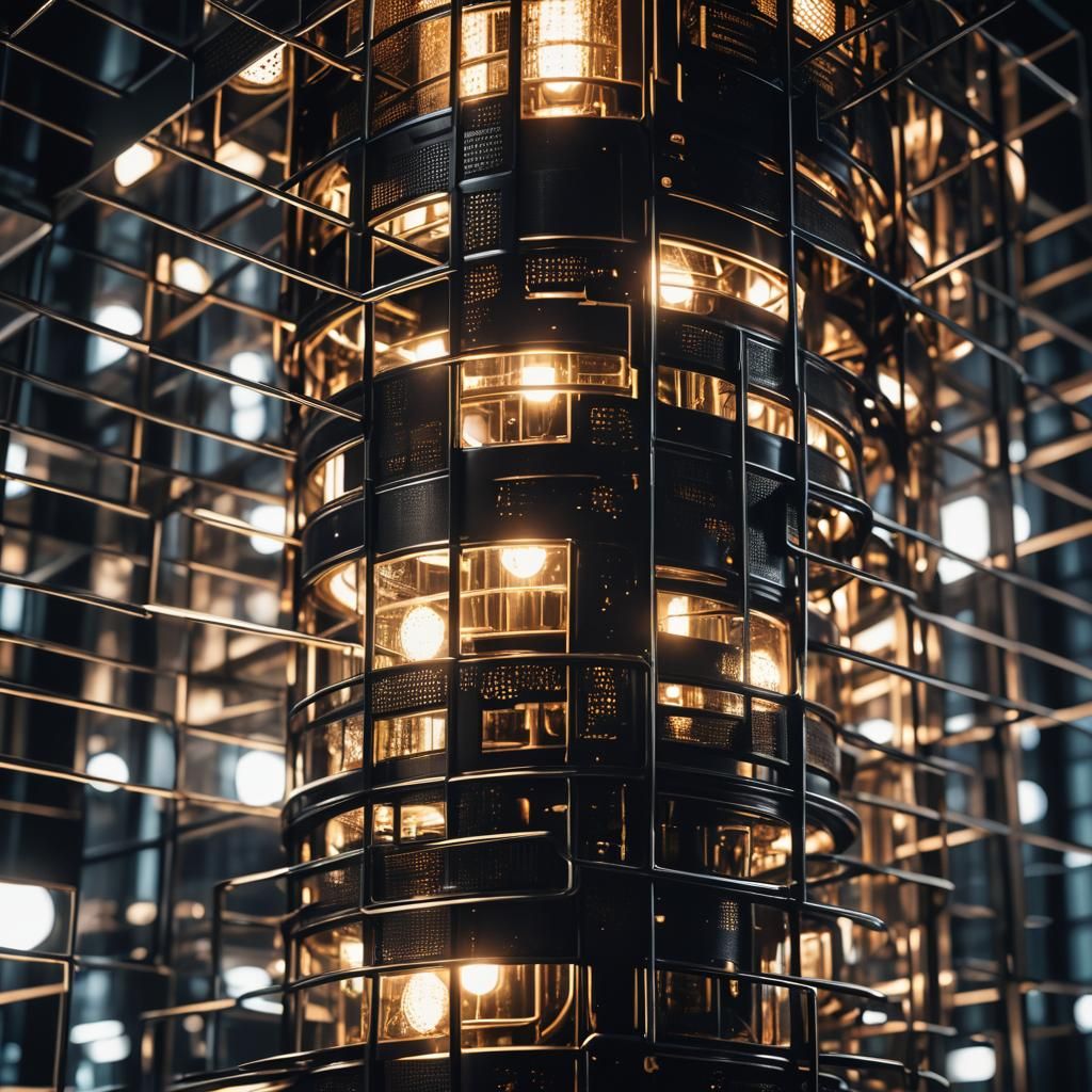 Futuristic Industrial Lamp with LED Lighting in Macro