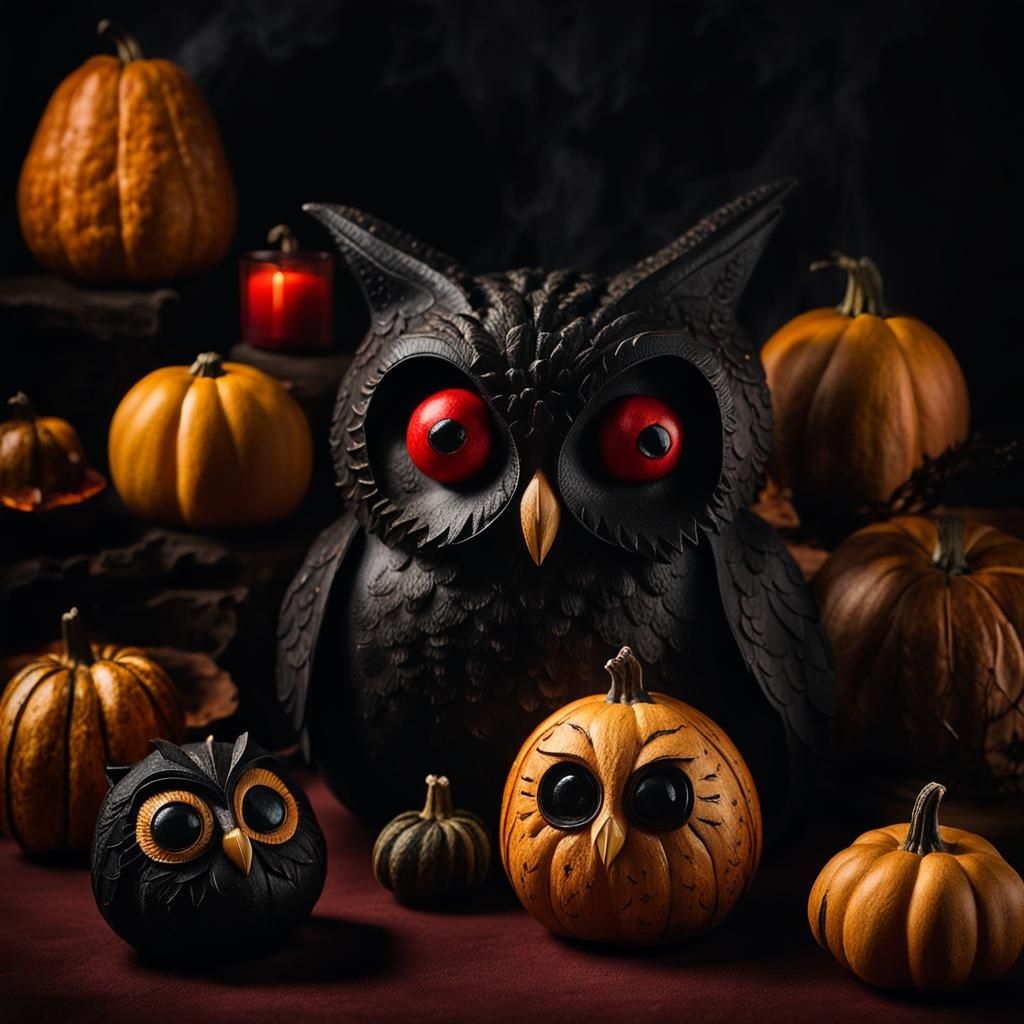 Creepy Gourds Still Life in Dark Academia Style