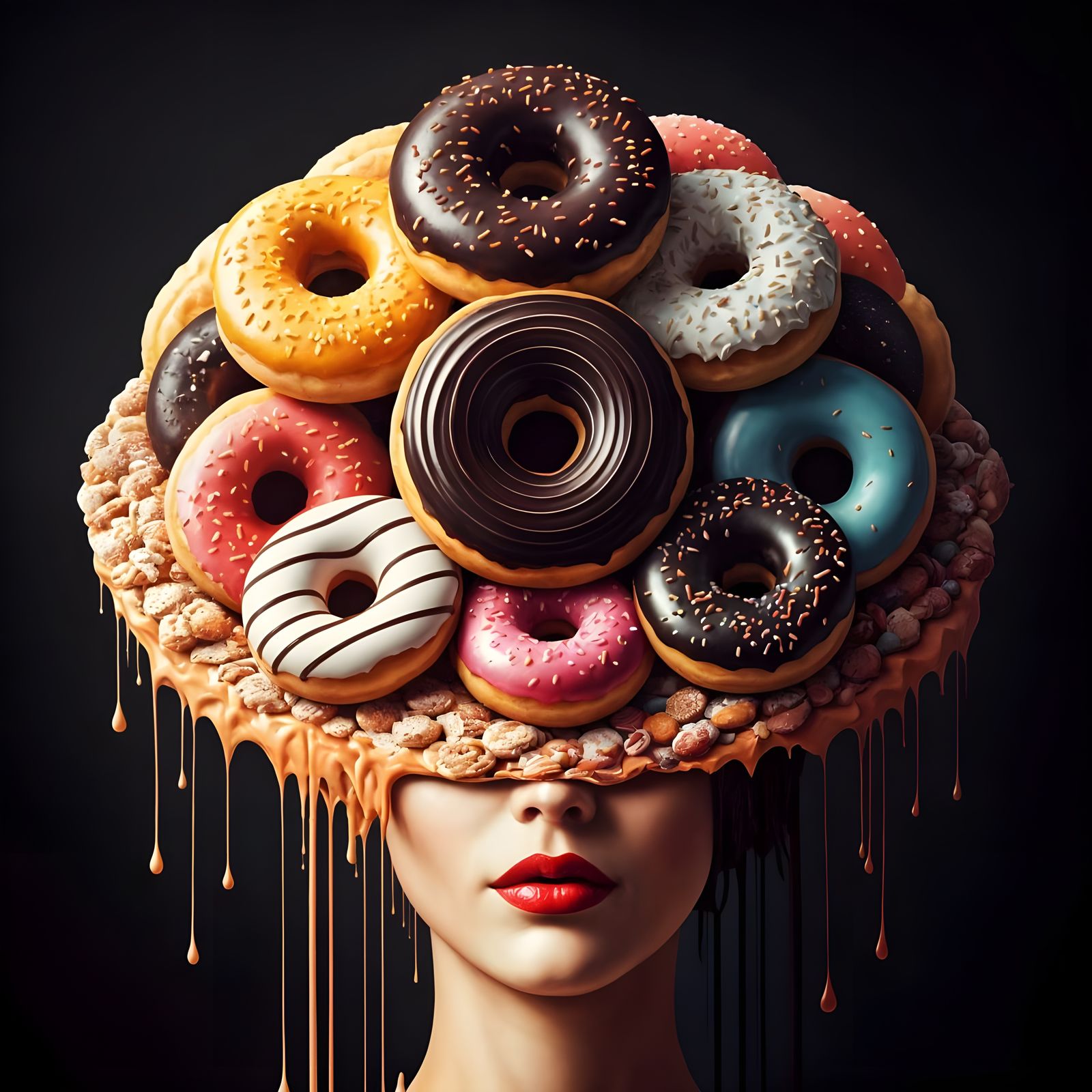 Donut Fascinator Hat: Hyperdetailed Digital Painting