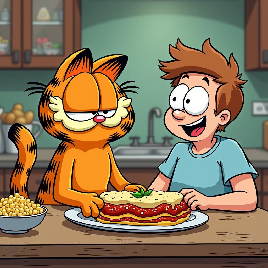 Garfield and Jon Arbuckle in Classic Comic Style