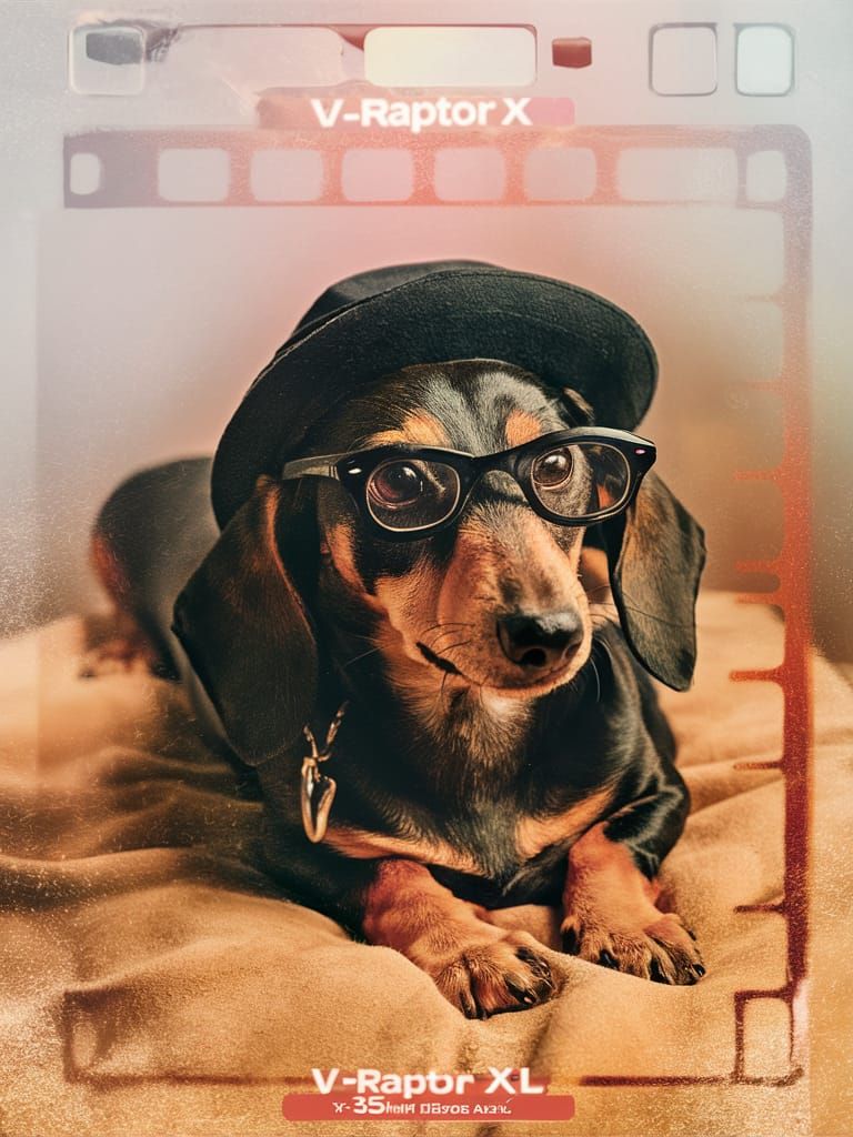 Dachshund in Hat and Sunglasses: Cinematic Film Still
