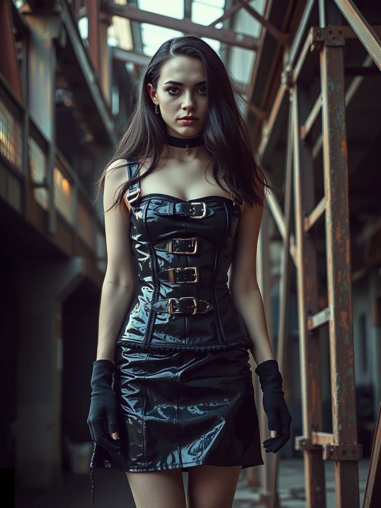 Gothic Woman in Industrial Decay: Dark Fashion Portrait