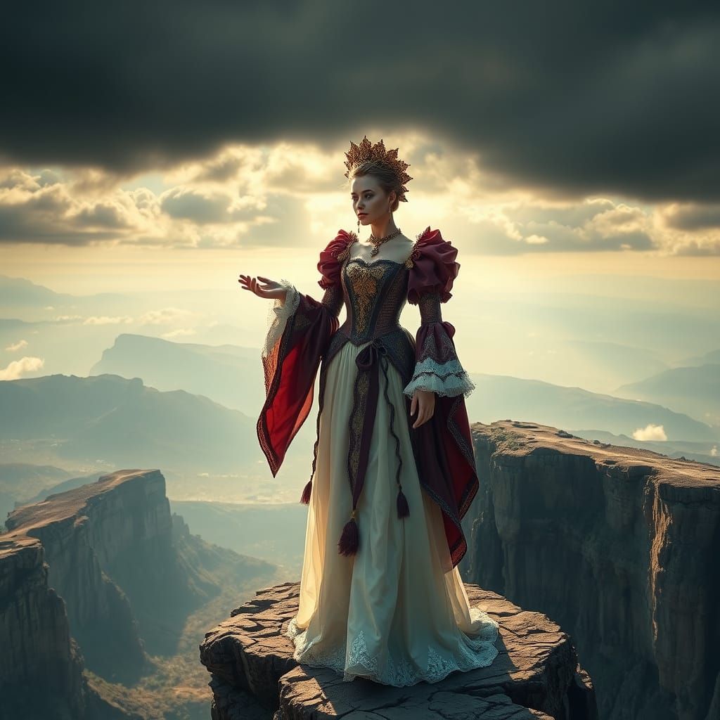 Baroque Lady at Sunset's Edge