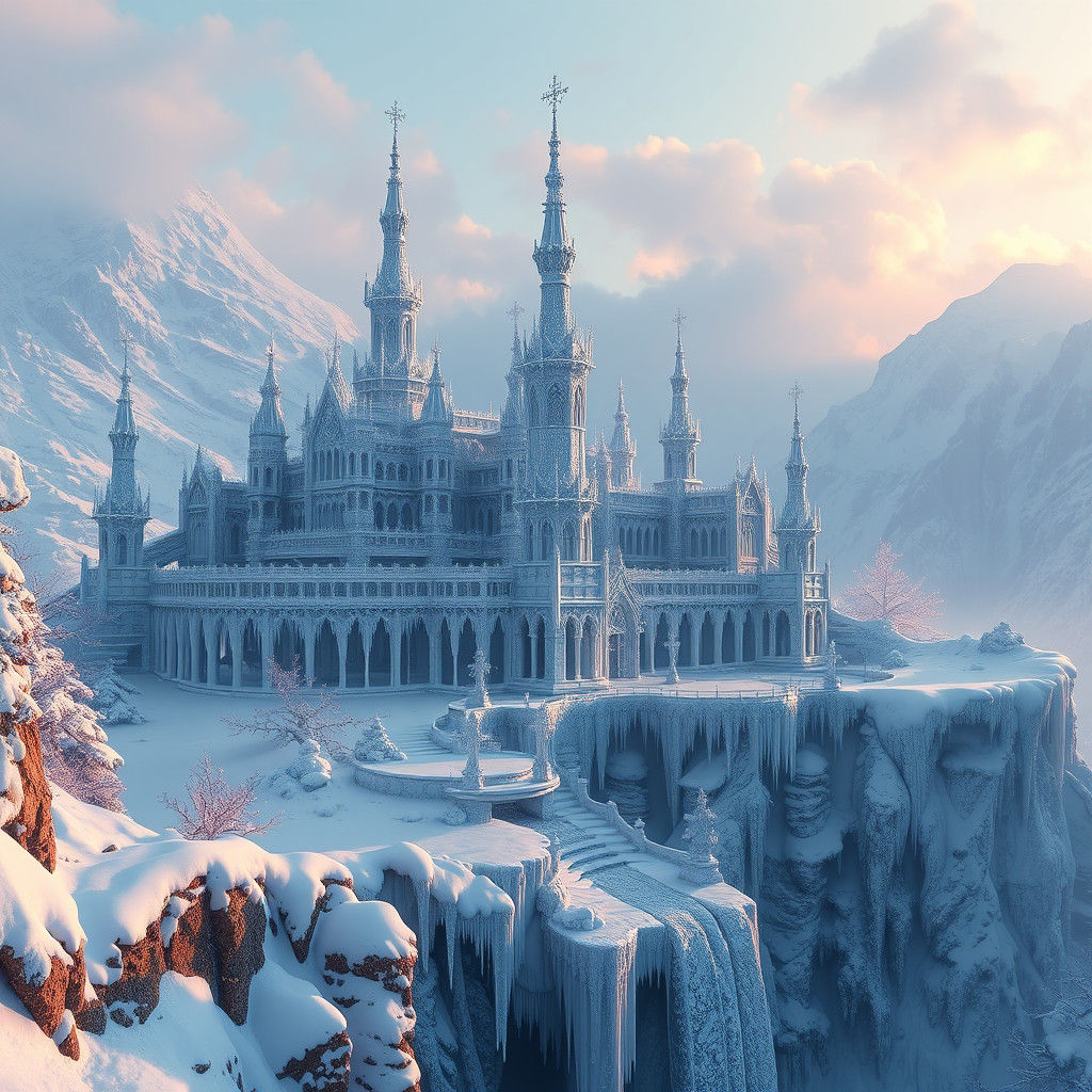 Majestic Snow Palace in High-Fantasy Style
