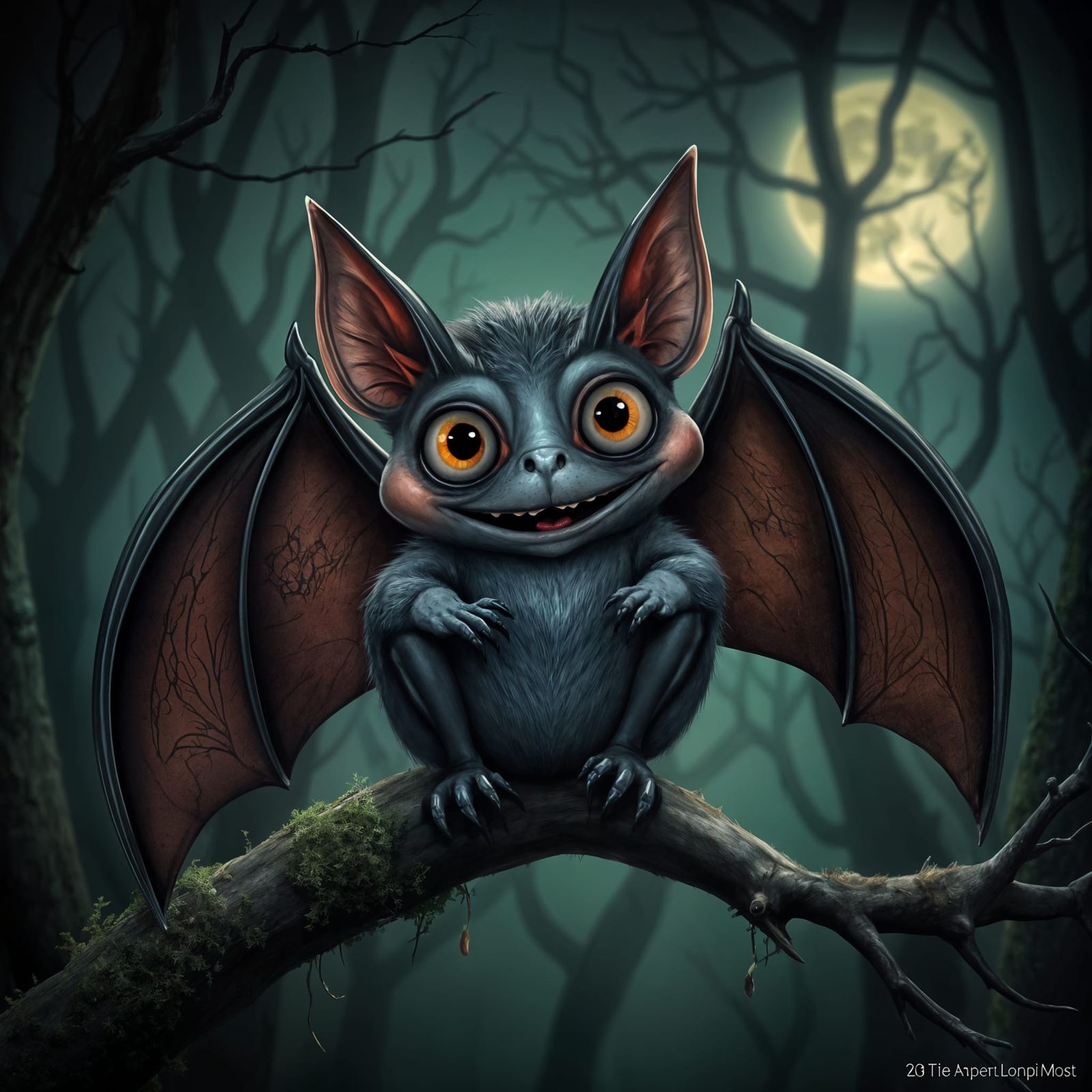 Playful Vampire Bat with Big Round Eyes