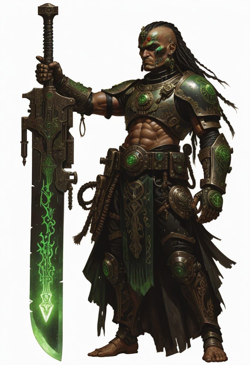 Aztec Steampunk Cyborg Space Marine Illustration