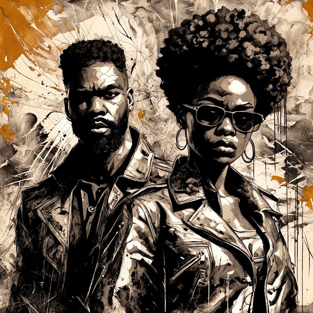 Black Couple in Dynamic Pop Art Style