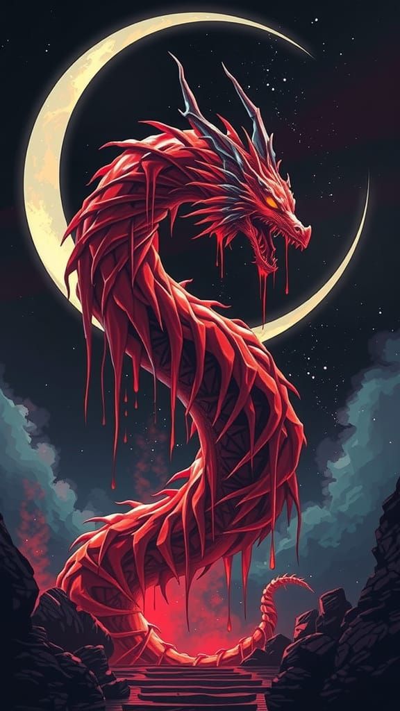 Spectral Vampire Dragon in Blood Red Energy