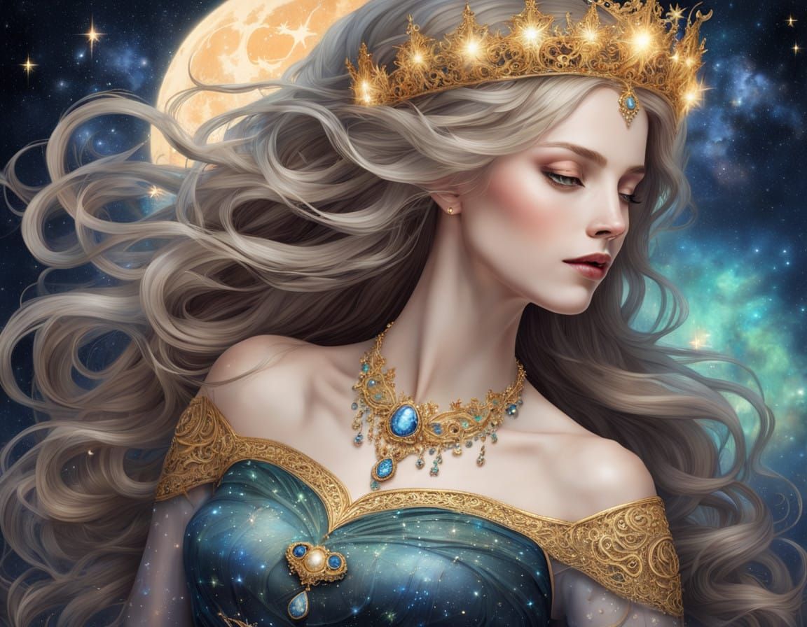 Regal Goddess in Celestial Splendor