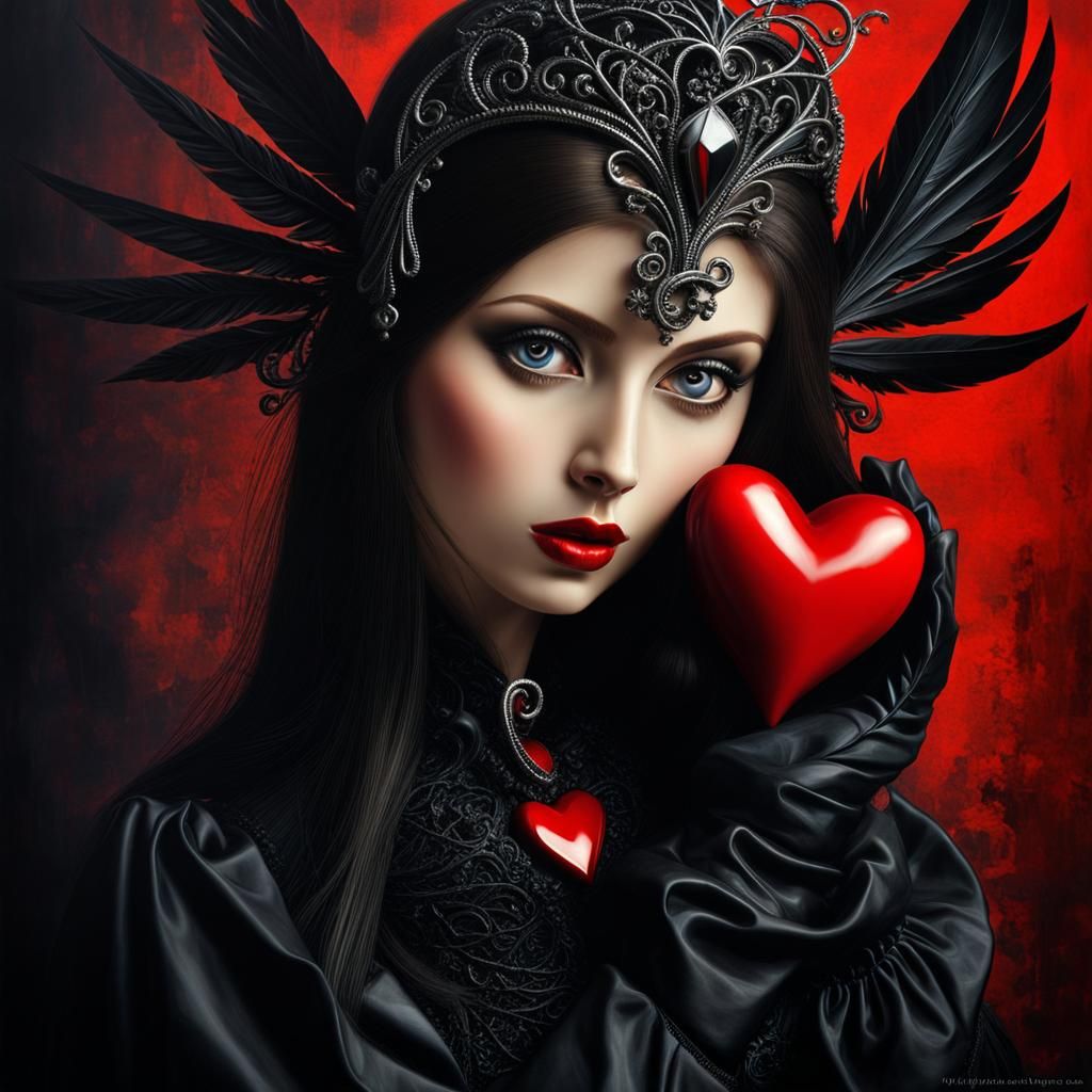 Surreal Dark Heart: Hyperdetailed Cel-Shaded Art