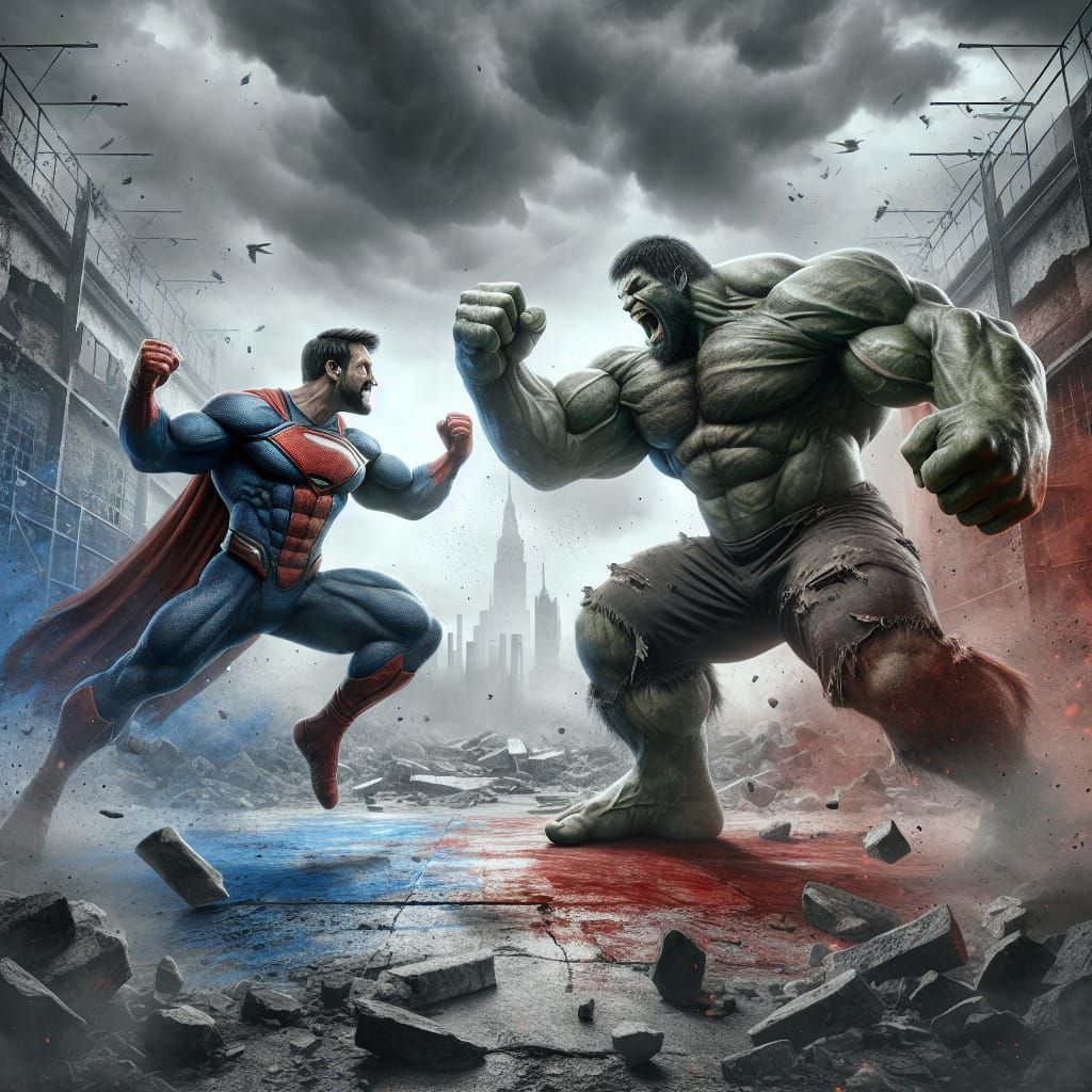 Hyperrealistic Battle in Dystopian Arena