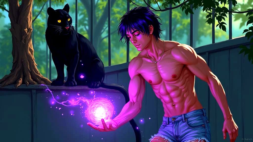 Magical Zookeeper in Cyberpunk Style