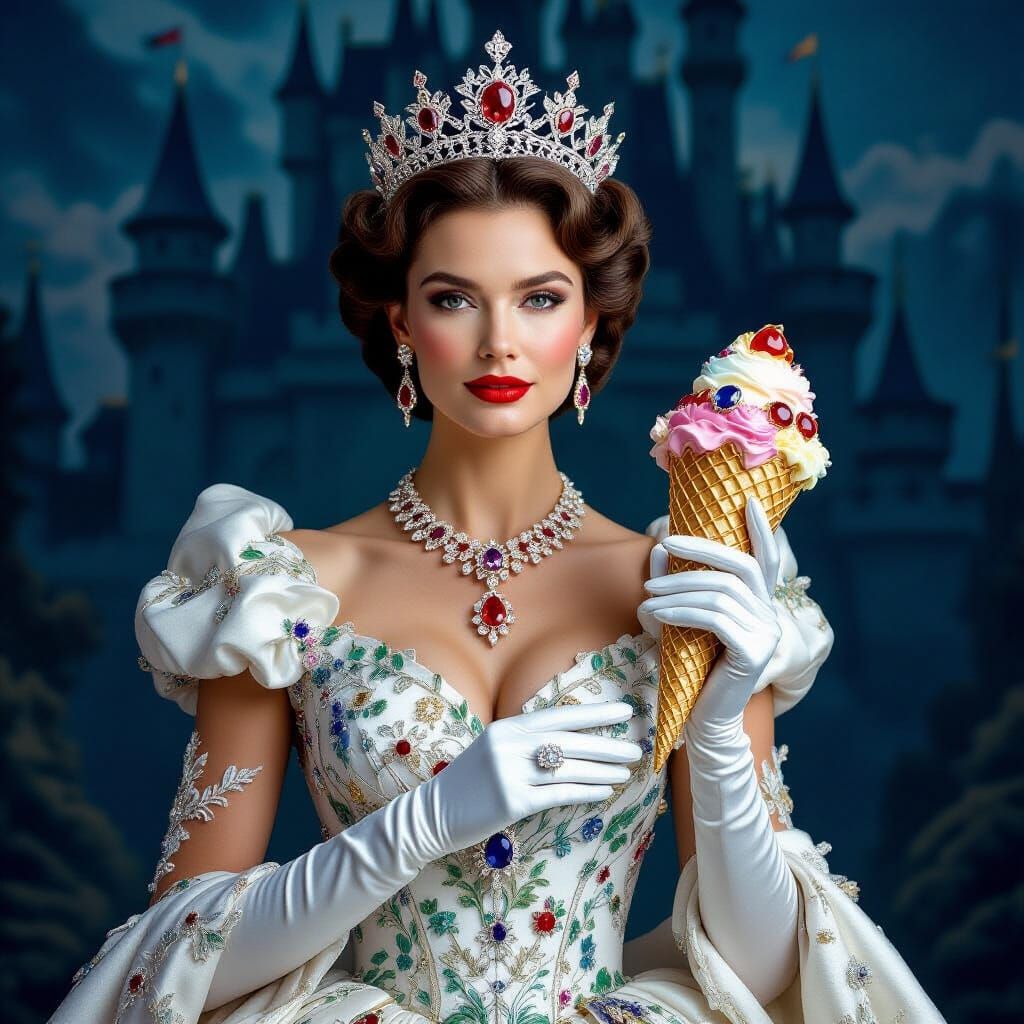 Queen with Ice Cream Brooch in Fantasy Style