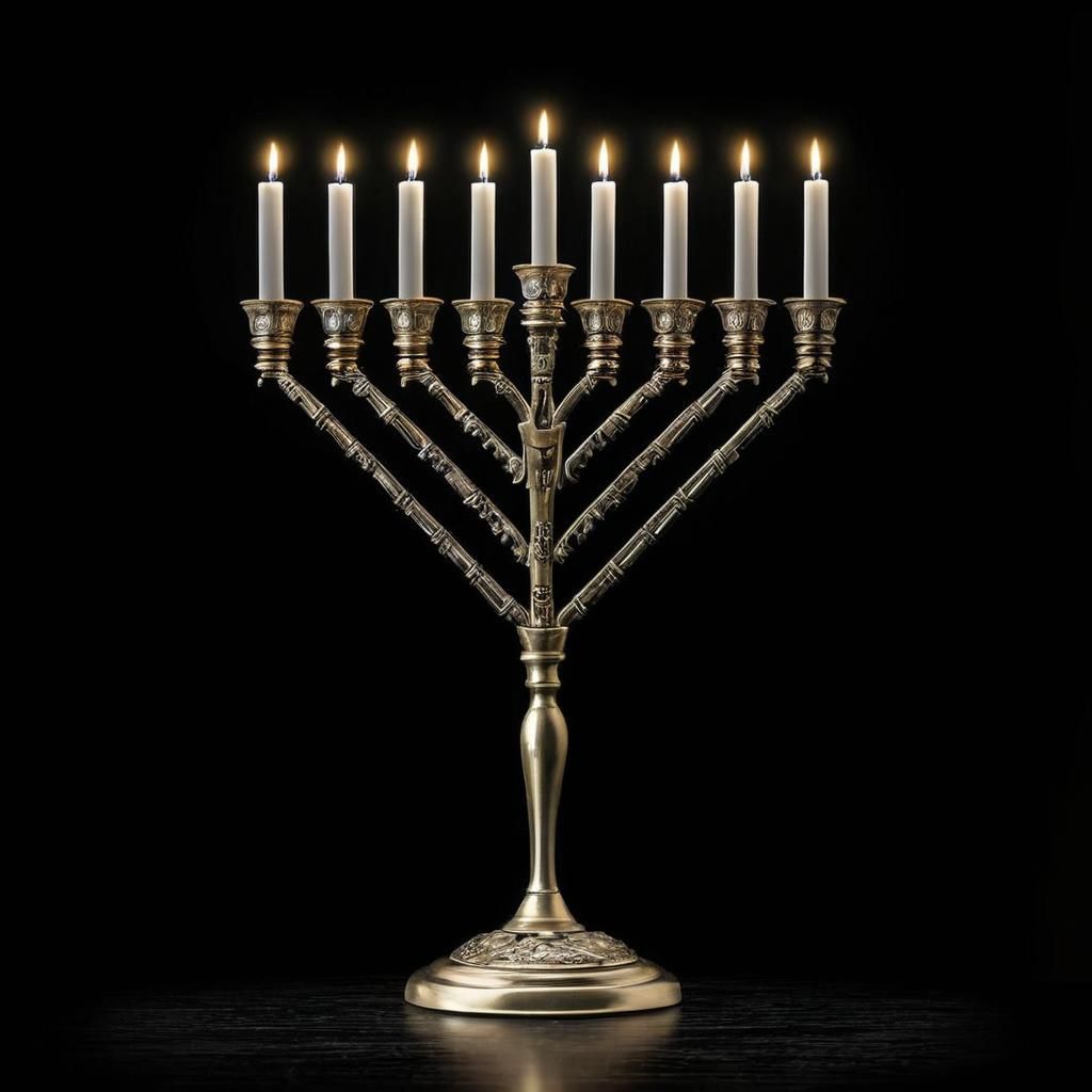 Menorah of Pure Silver in Minimalist Realist Style