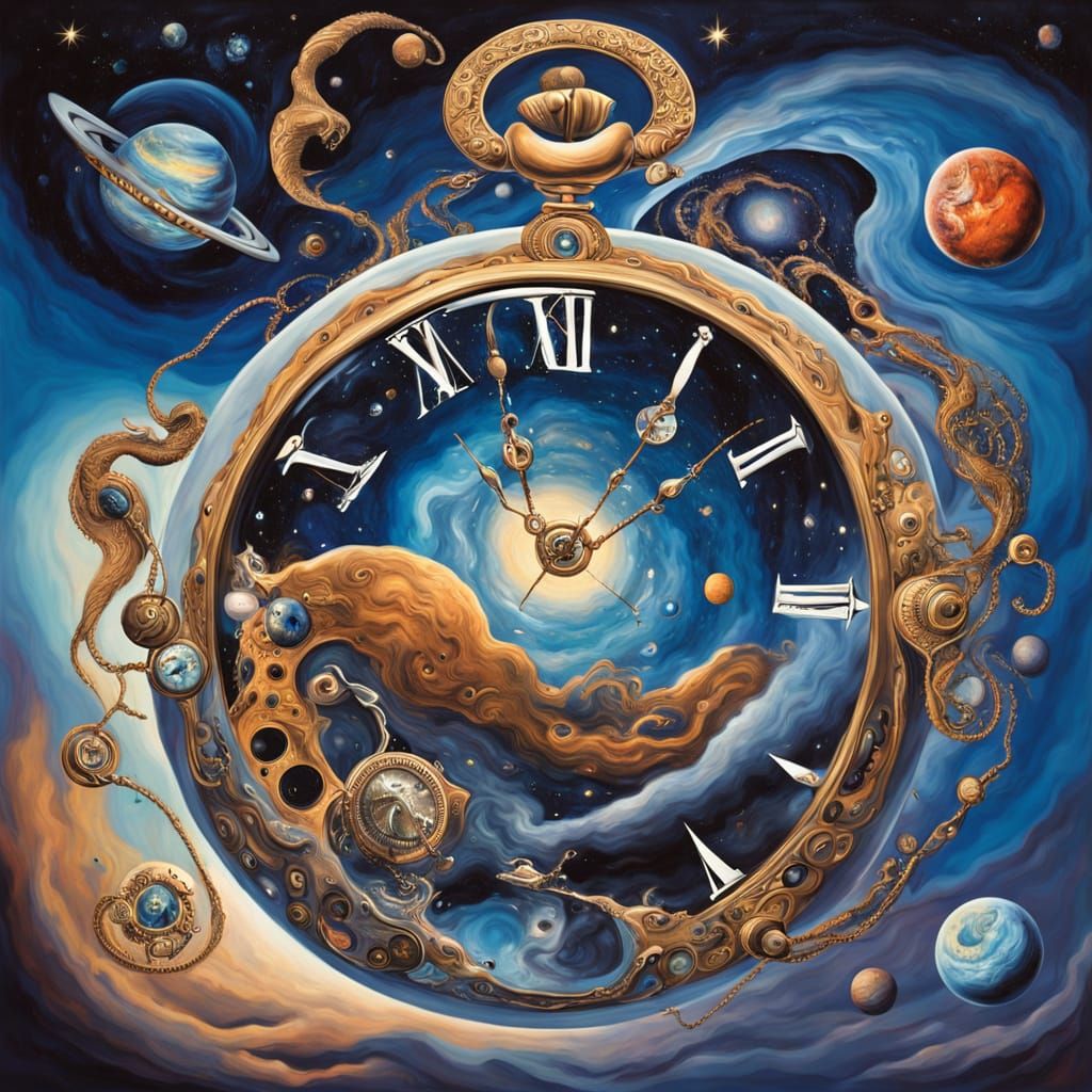 Cosmic Pocket Watch in Surrealist Style