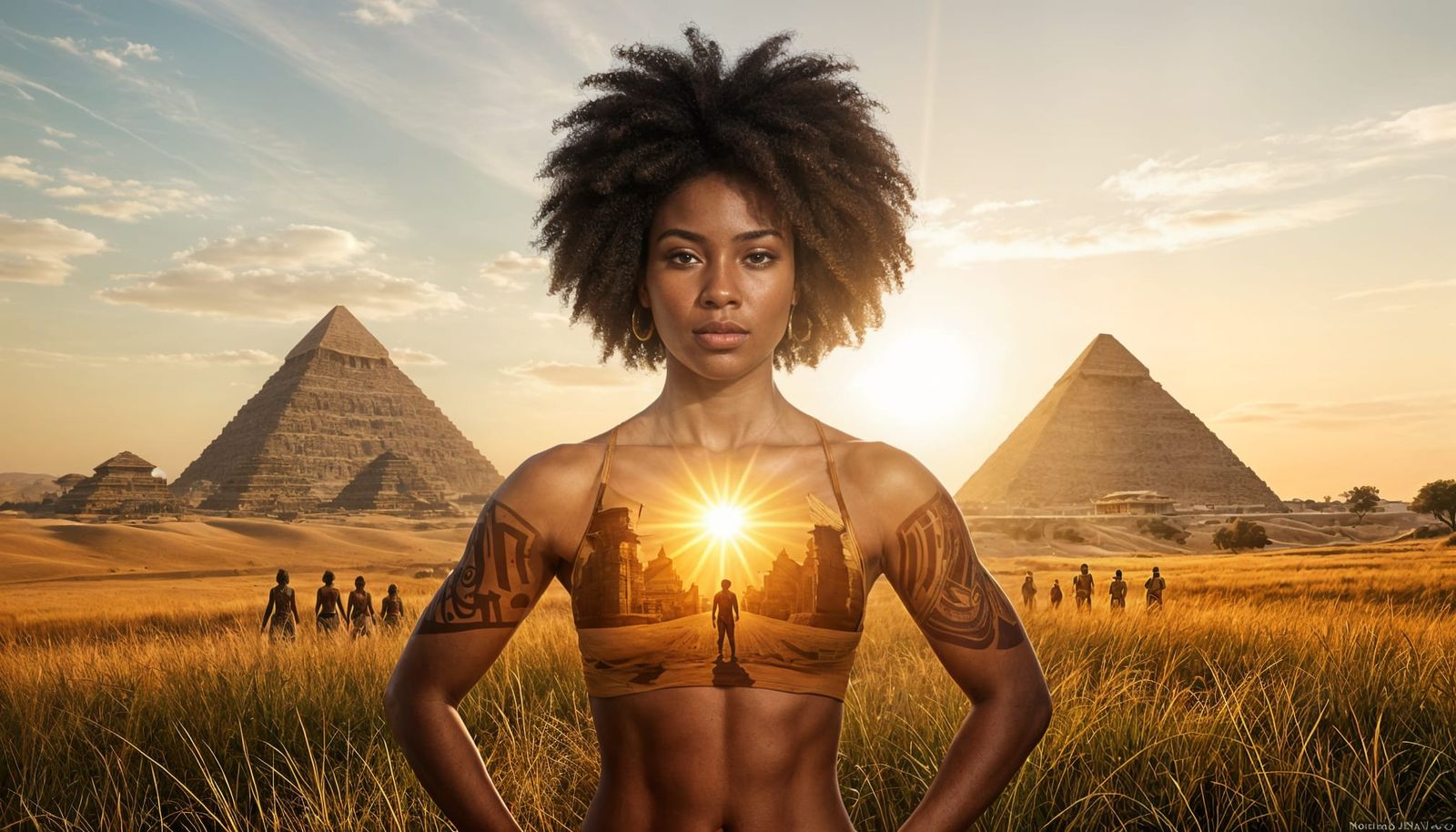 Surreal Portrait of Ayana with Egyptian Double Exposure