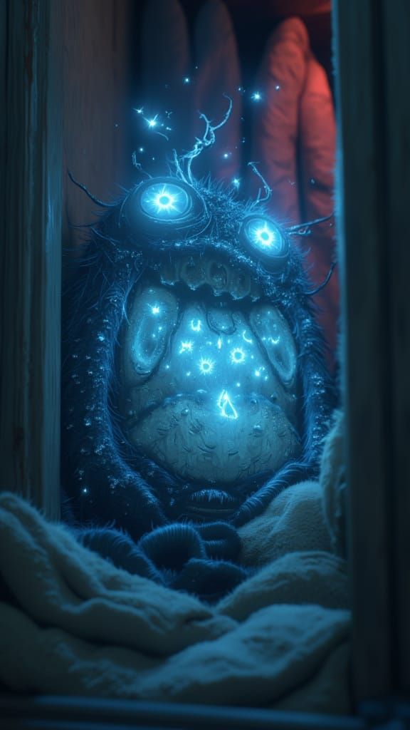 Surreal Hyperrealistic Creature Watches from Crem-Slicked Cl...