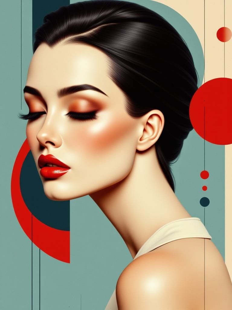 Elegant Digital Portrait in Bauhaus Style