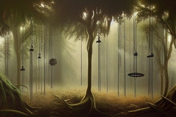 Mysterious Bone Wind Chimes in Primeval Forest