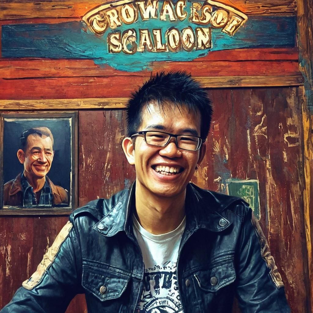 Western Cowboy Portrait with Ornate Backdrop