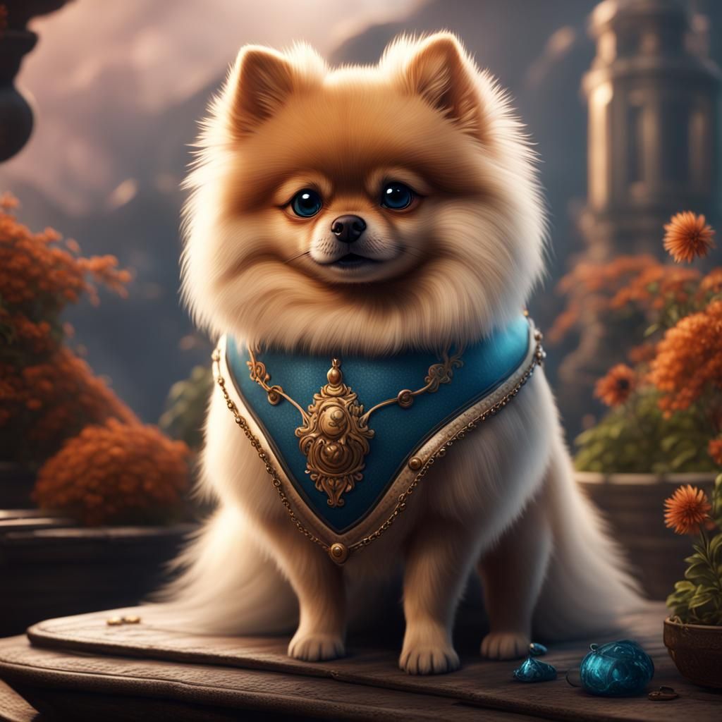 Grace as Pomeranian Dog: Detailed Matte Painting