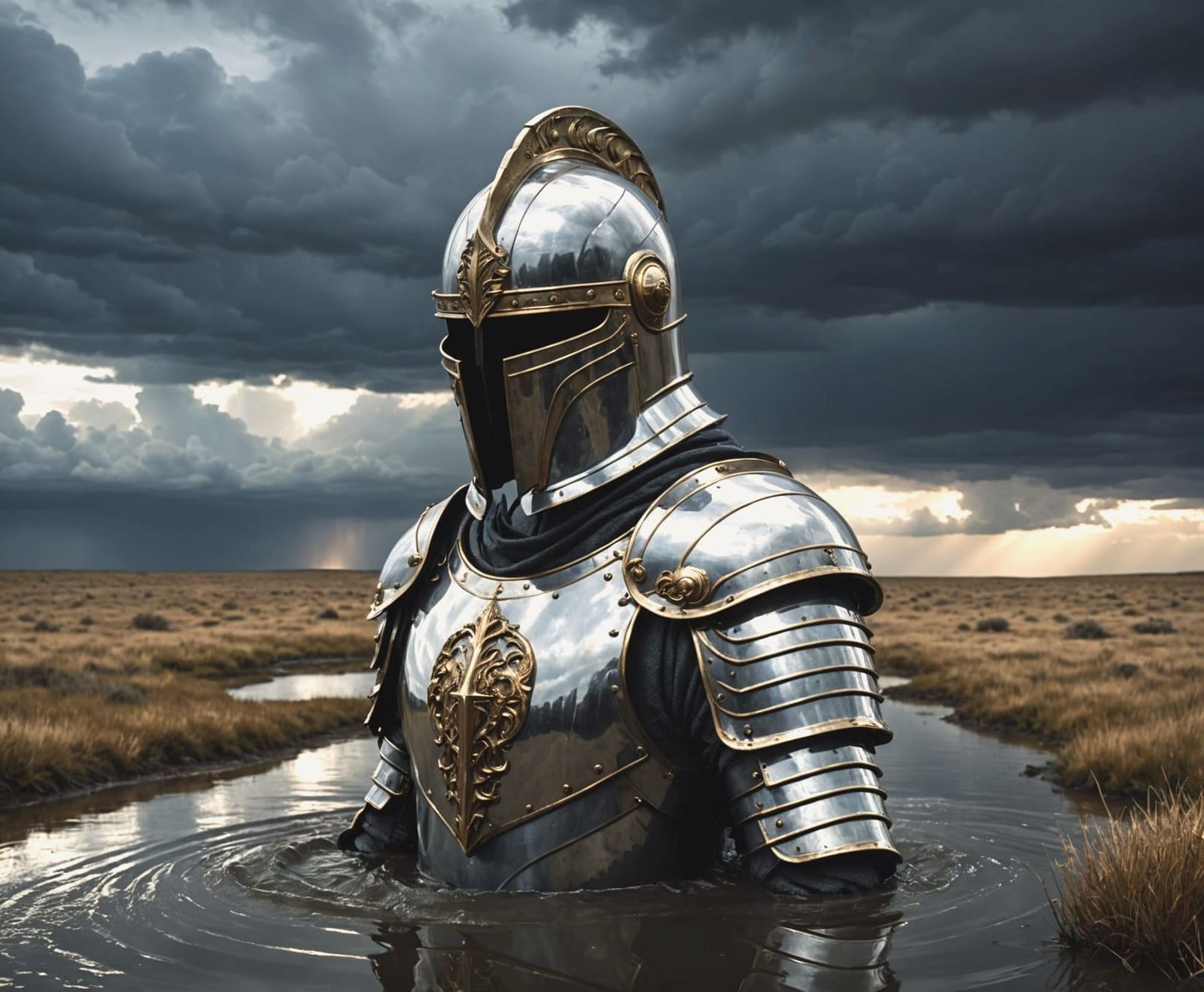 Majestic Water Knight on Windswept Plain