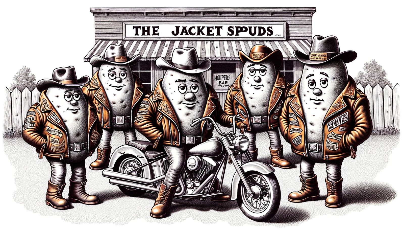 The Jacket Spuds: Potato Biker Gang