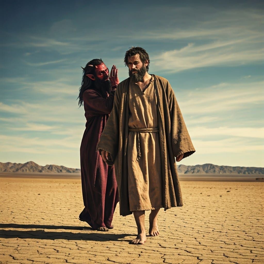 Weary Adventurer Meets Mysterious Demon in the Desert