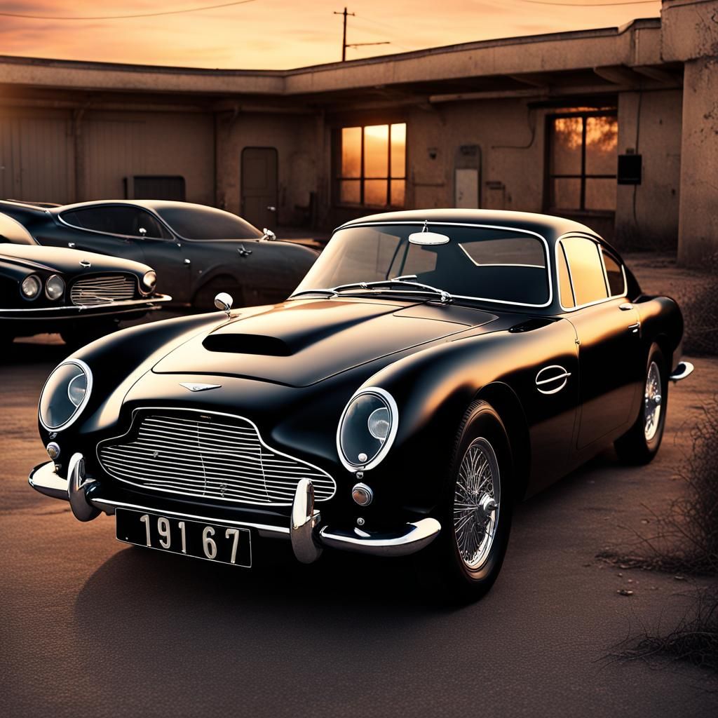 1967 Aston Martin Parked at Sunset