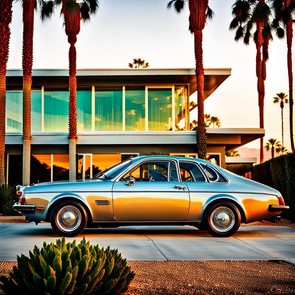 Light Blue 1940s Car in Palm Springs