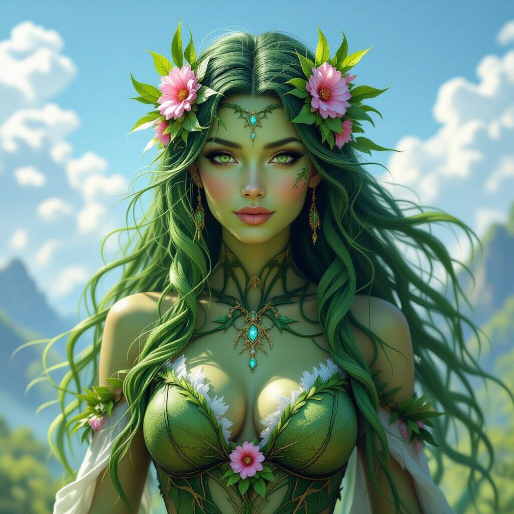 Fantasy Plant Woman in Dramatic Natural Light