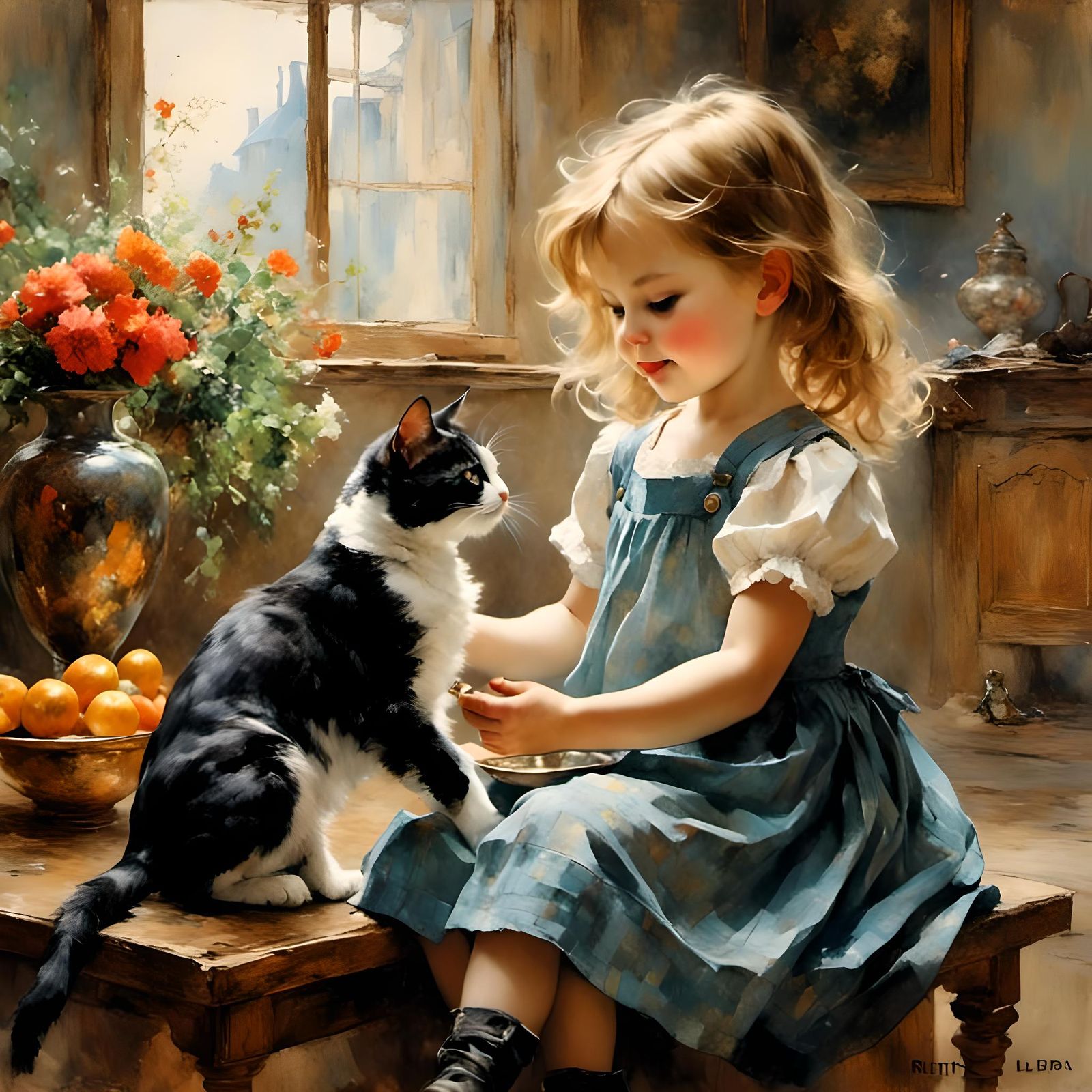 Toddler's Joyful Playtime with a Cat