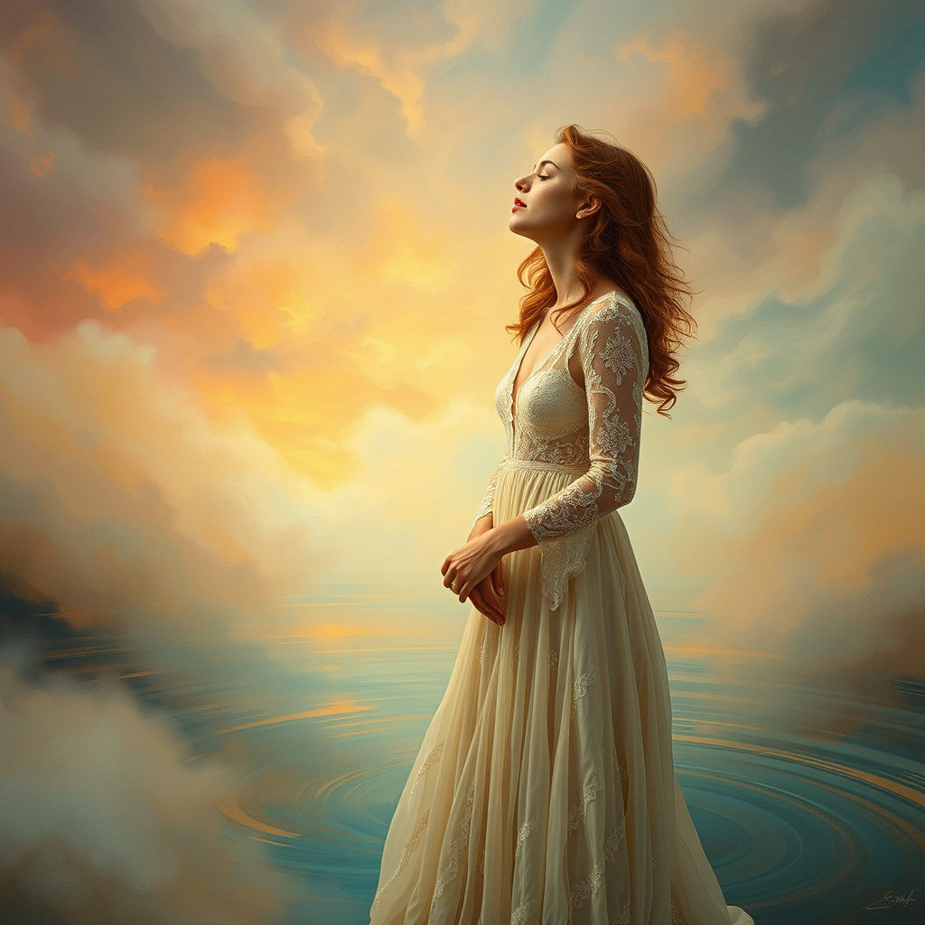 Ethereal Singer in Dreamlike Landscape