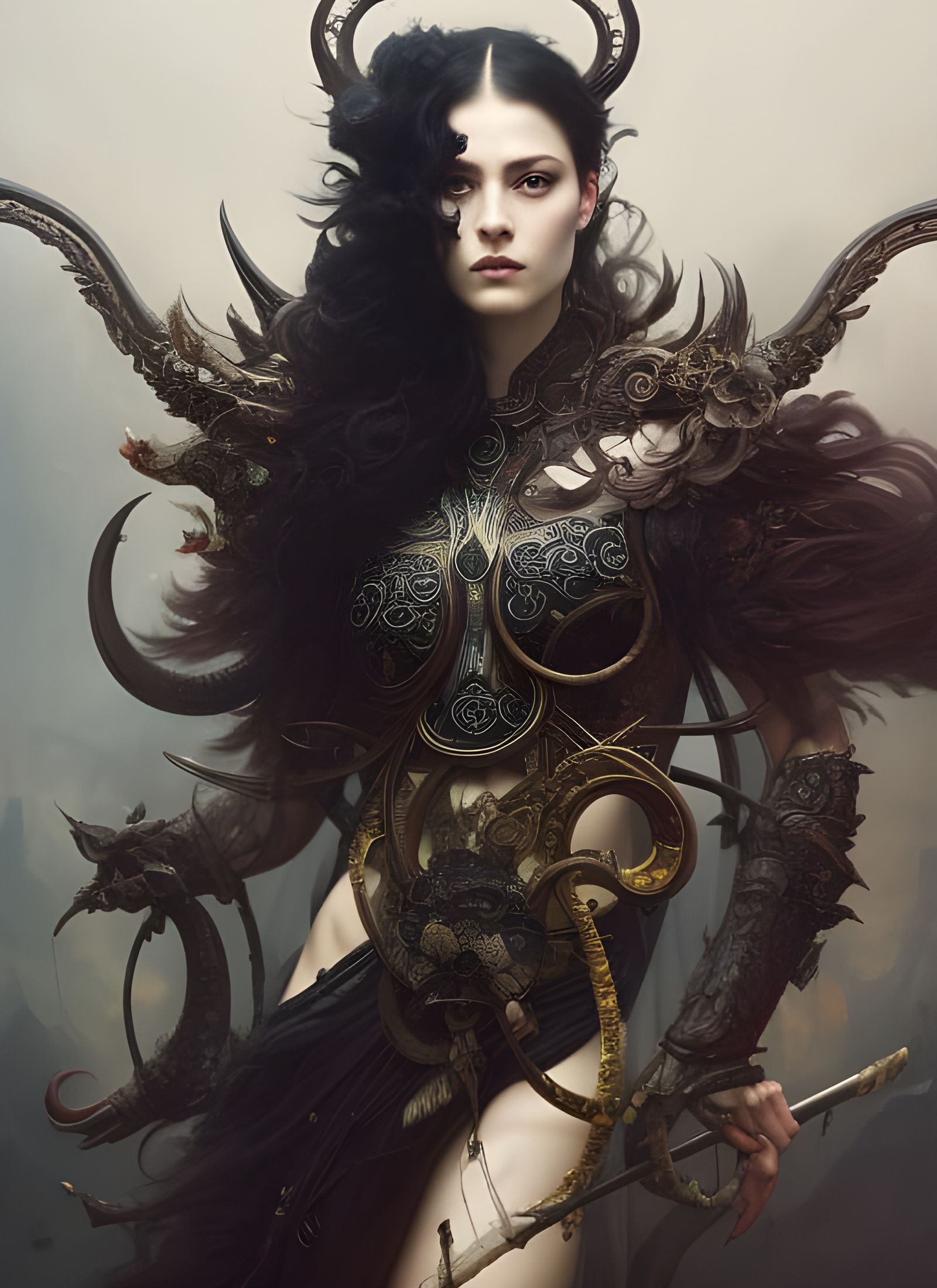 Majestic Death Goddess with Expressive Eyes