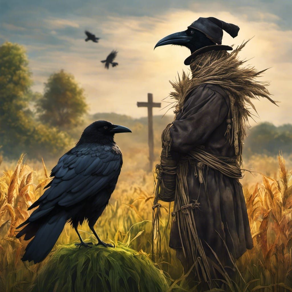 Crow and Scarecrow in Hyperrealistic Thai Art