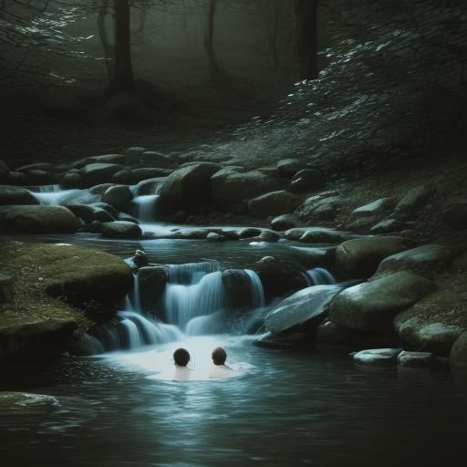 Children Swim in Hyperrealistic Babbling Brook