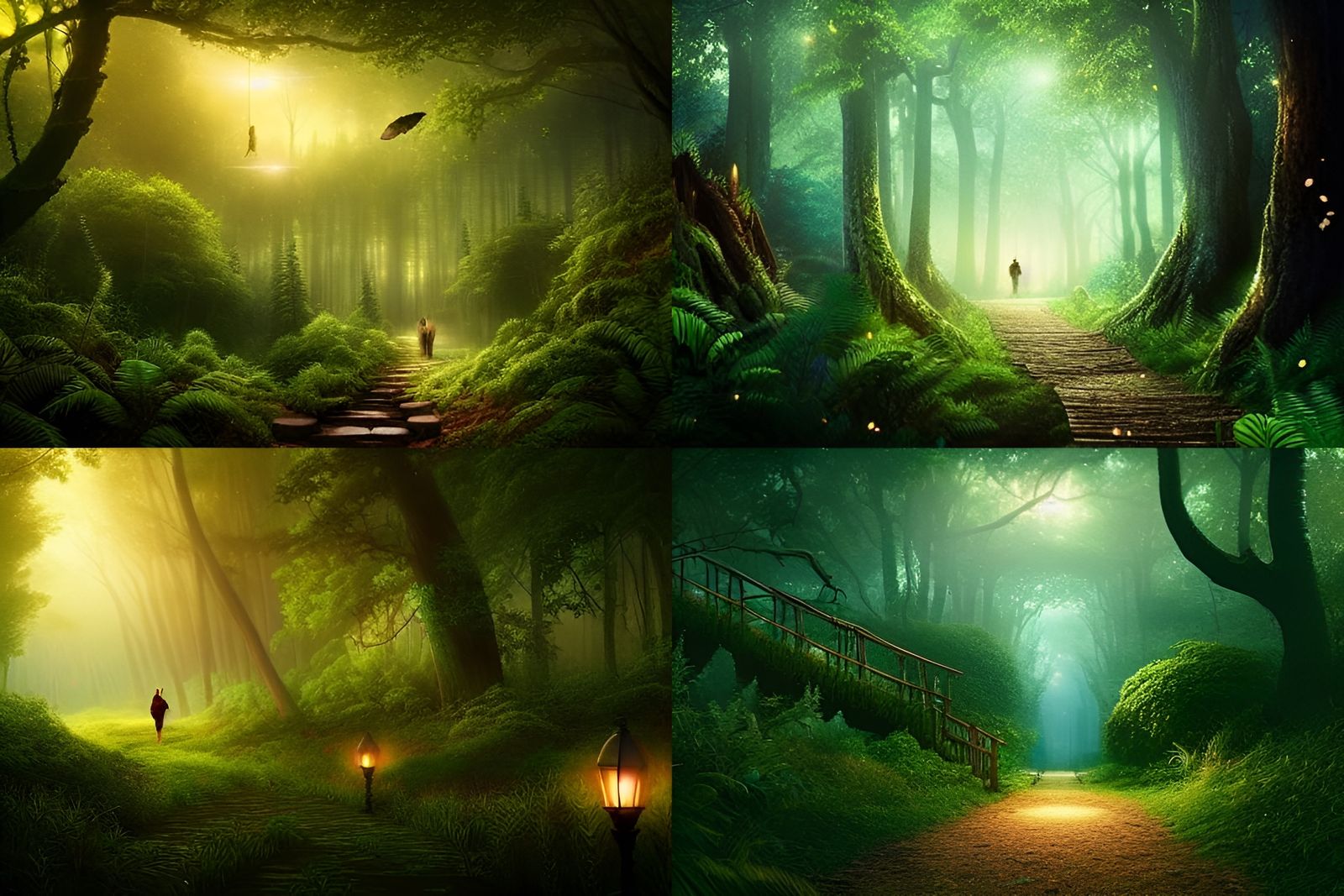 Firefly Path Through Dense Forest