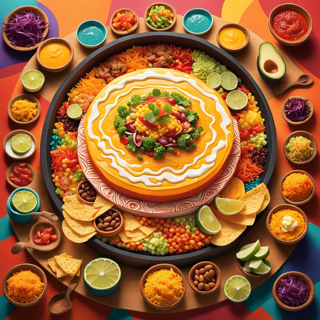 Vibrant Digital Painting of Mexican Food Artistry