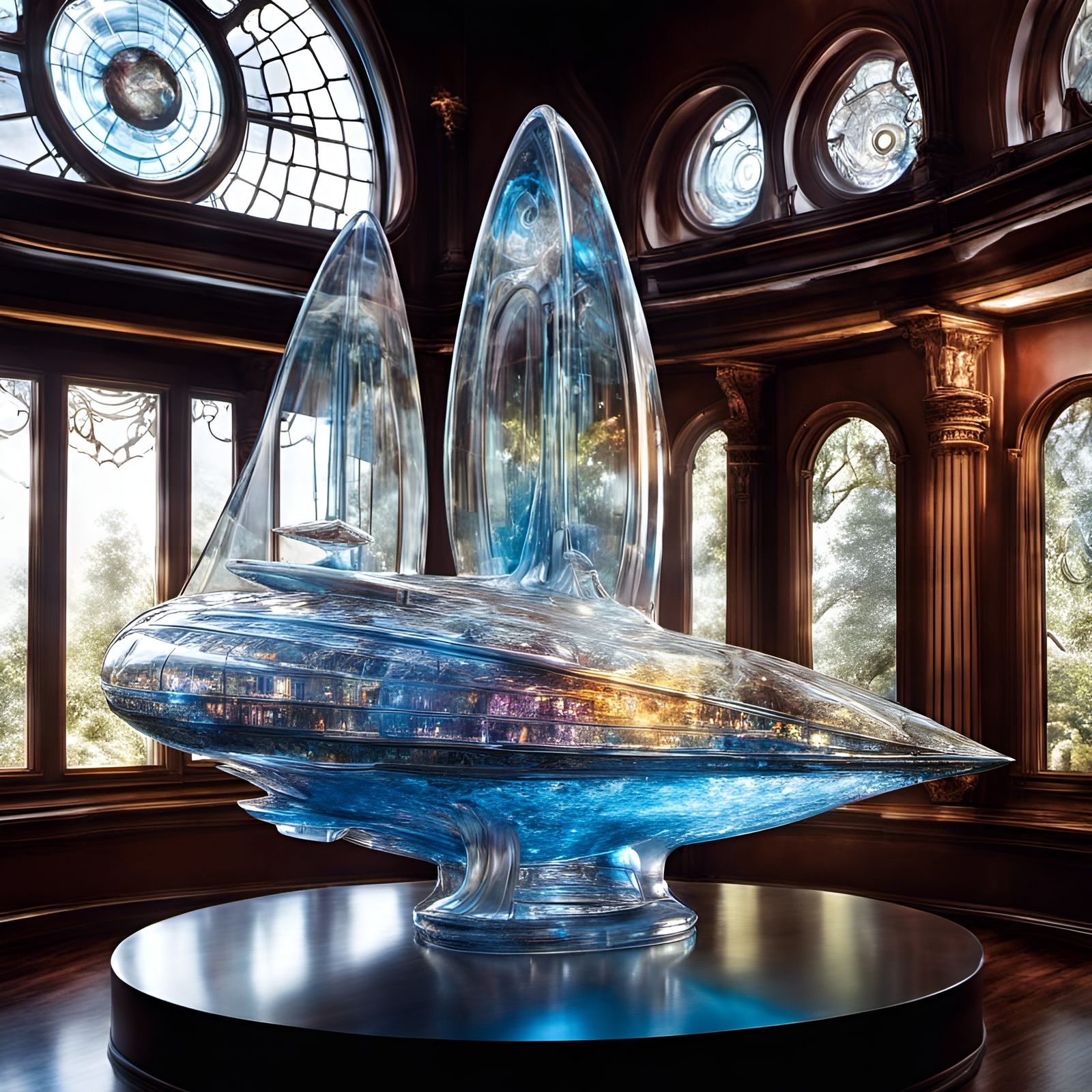 Translucent Star Trek Enterprise Glass Sculpture