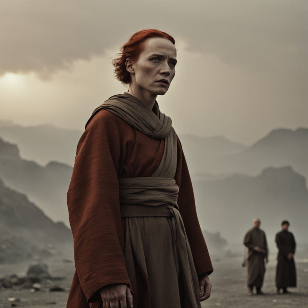 Fierce Female Monk with Scar and Red Hair