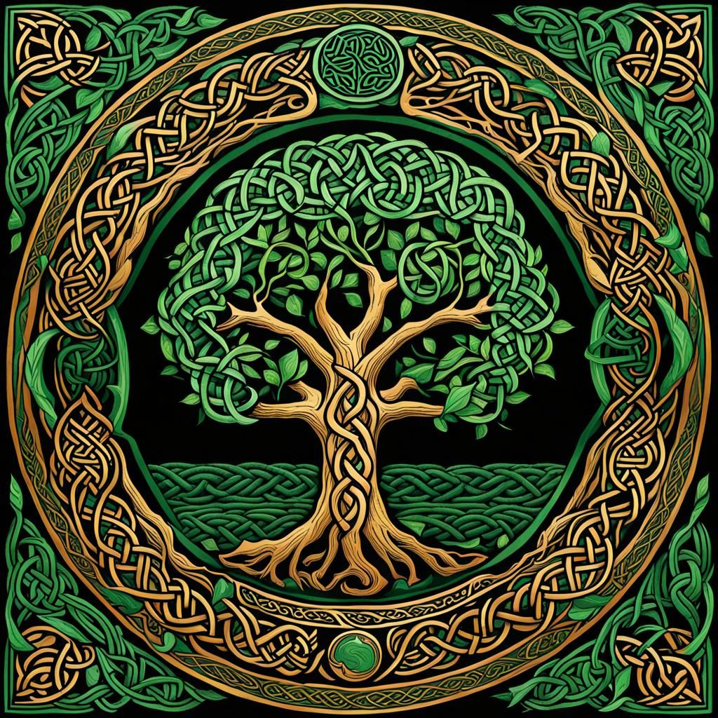 Detailed Celtic Tree of Life Illustration